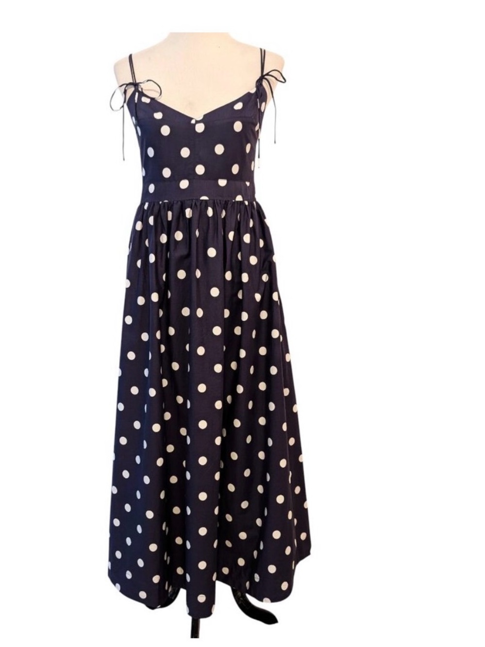 En Saison Navy Blue Polka Dot Maxi Dress with White Dots